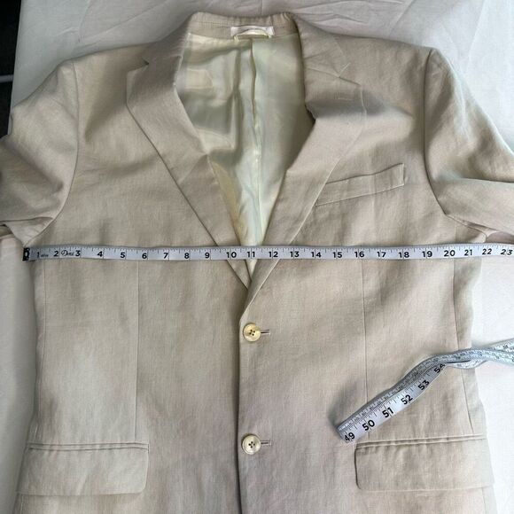 Lauren Ralph Lauren 100% Linen Cream Blazer Men’s 42L Two Buttons Pockets - Picture 8 of 10